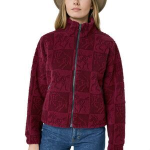 Vintage On Course Sherpa Fleece Jacket Womens S Red Horse Motif USA 80s 90s